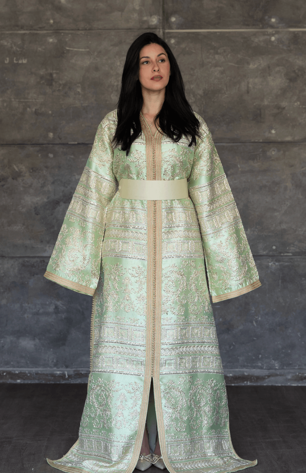 Pastel Green Brocade Caftan